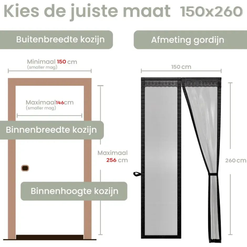 O'DADDY Deurgordijn Deluxe FIBER - Magnetisch Vliegengordijn 150x260 Zwart