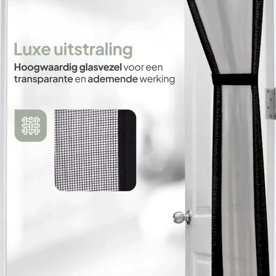 O'DADDY Deurgordijn Deluxe FIBER - Magnetisch Vliegengordijn 150x260 Zwart