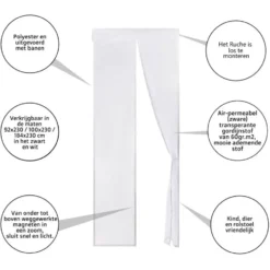 O’DADDY Deurgordijn – Magnetisch Vliegengordijn - 100x230cm – hor Wit
