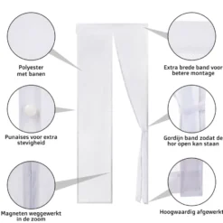 O’DADDY Deurgordijn – Magnetisch Vliegengordijn - 100x230cm – hor Wit
