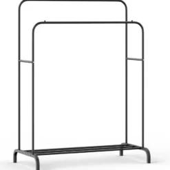 O'DADDY Dubbel Kledingrek Metaal Zwart met Schoenenrek 110x54x(130-150)cm