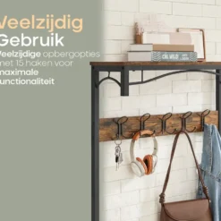 O’DADDY Kapstok met Schoenenrek – 15 Haken – 2-Laags – 80x32x178,5 cm
