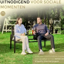 O'DADDY Tuinbank - 142 x 57 x 82 cm - Metaal - Zwart