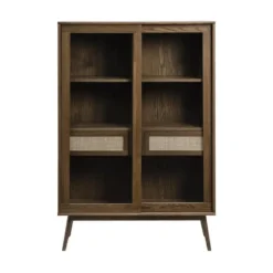 Olivine Boas Houten Vitrinekast met Lade - B 110 cm - Gerookt Eiken