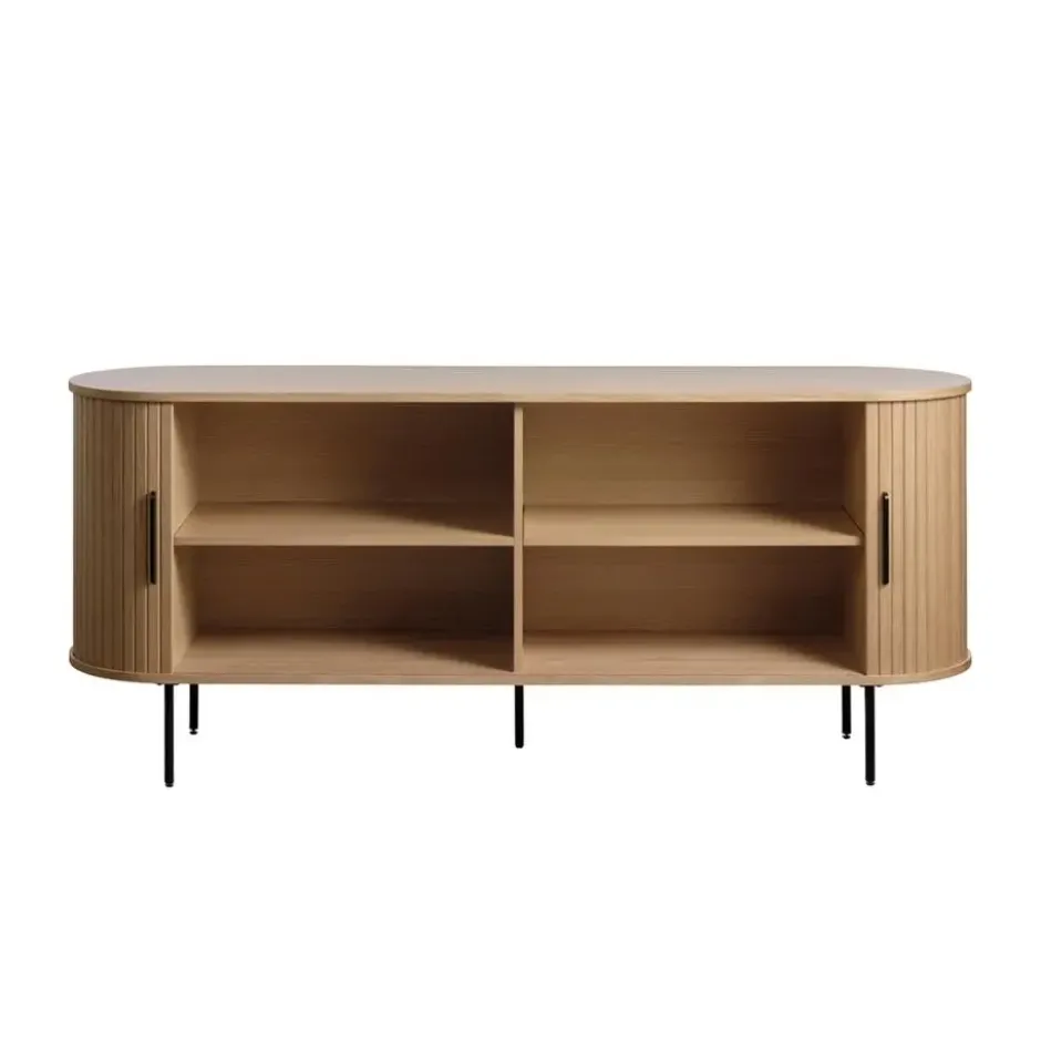 Olivine Lenn Dressoir Ovaal Naturel - Hout - Schuifdeuren - B 180 cm