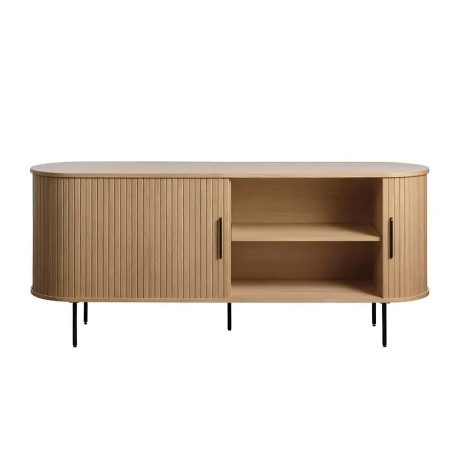 Olivine Lenn Dressoir Ovaal Naturel - Hout - Schuifdeuren - B 180 cm