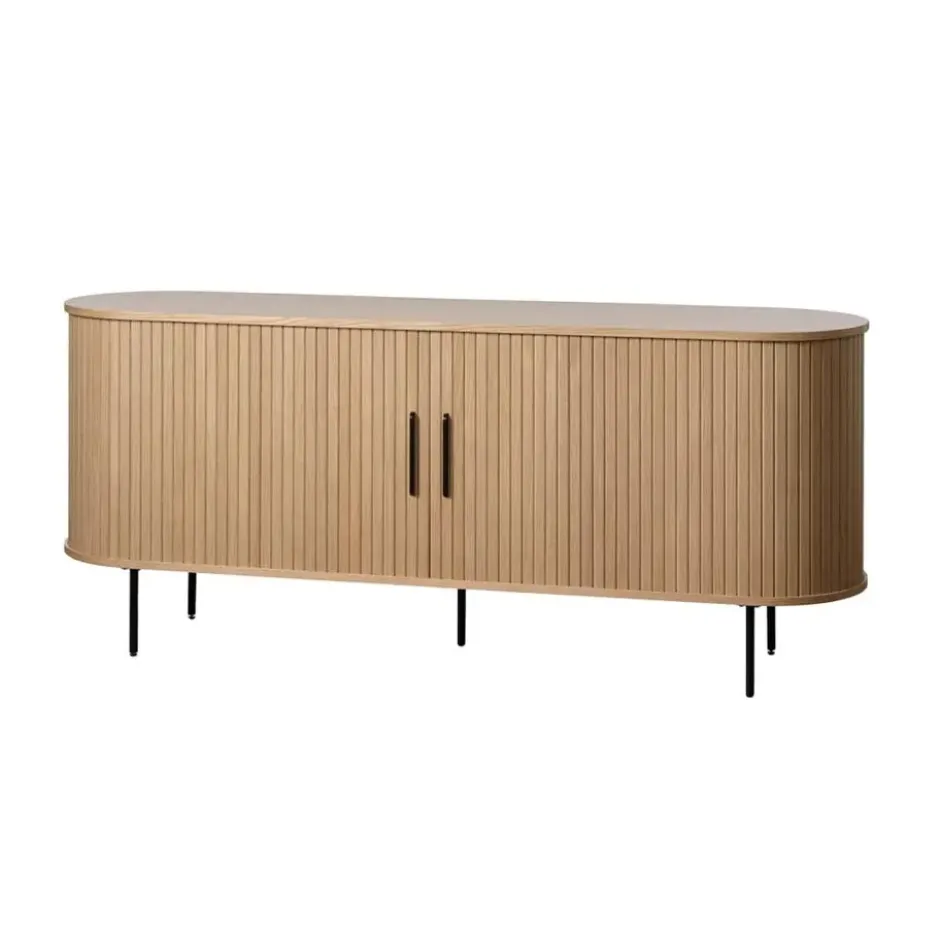 Olivine Lenn Dressoir Ovaal Naturel - Hout - Schuifdeuren - B 180 cm