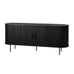 Olivine Lenn Dressoir Ovaal Zwart - Hout - Schuifdeuren - B 180 cm