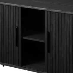 Olivine Lenn Dressoir Ovaal Zwart - Hout - Schuifdeuren - B 180 cm