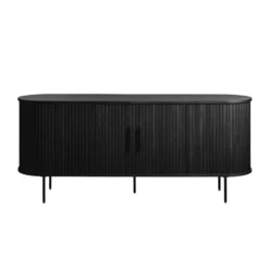 Olivine Lenn Dressoir Ovaal Zwart - Hout - Schuifdeuren - B 180 cm