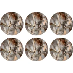 Onderzetter 6 stuks 10x10 cm Grijs - Goud - Marmer - Marmerlook