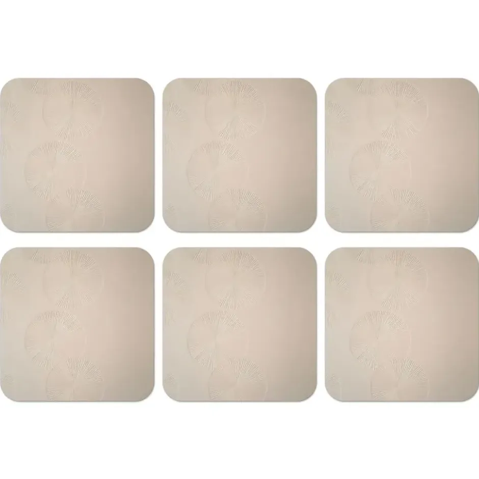 Onderzetter 6 stuks 10x10 cm Japandi - Beige - Modern