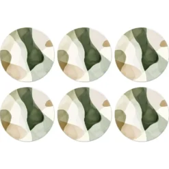 Onderzetter 6 stuks 10x10 cm Japandi - Abstract - Groen
