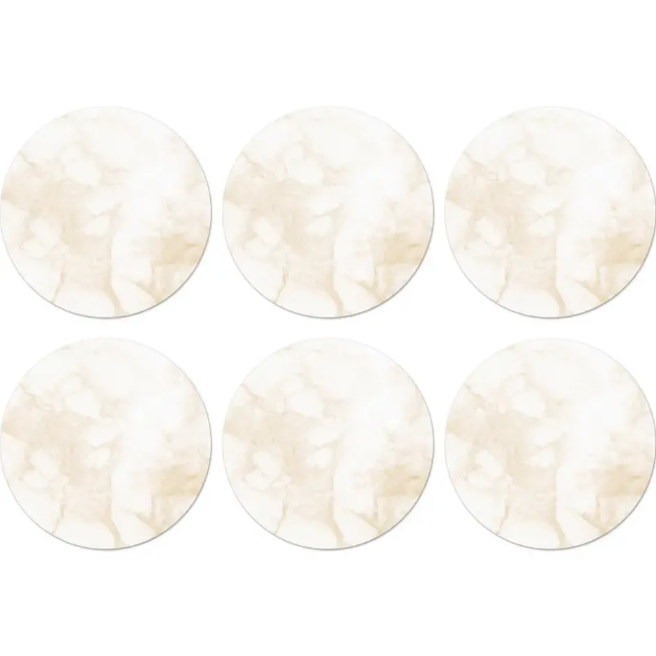Onderzetter 6 stuks 10x10 cm Marmer - Wit - Goud - Luxe