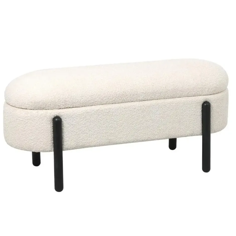 Opbergbank Stof Beige - Met Opbergruimte - 108x41x48cm - Vieve