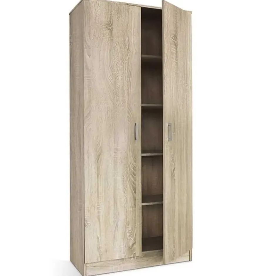 Opbergkast Ray 80cm met 2 deuren en 4 legplanken - sonoma eik