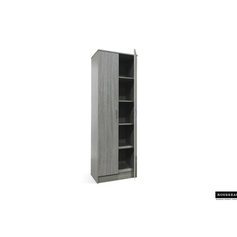 Opbergkast Ray 60cm met 2 deuren en 4 legplanken in grijze eik