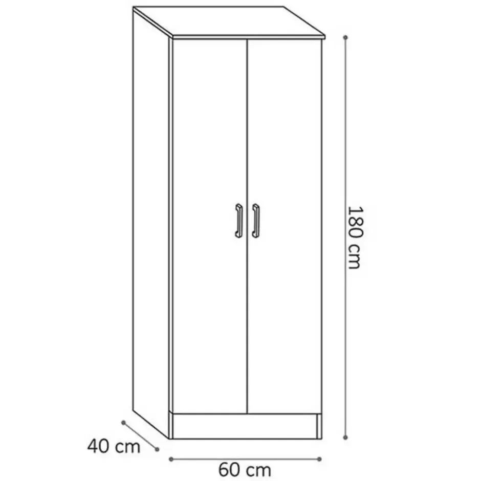 Opbergkast Ray 60cm met 2 deuren en 4 legplanken in grijze eik