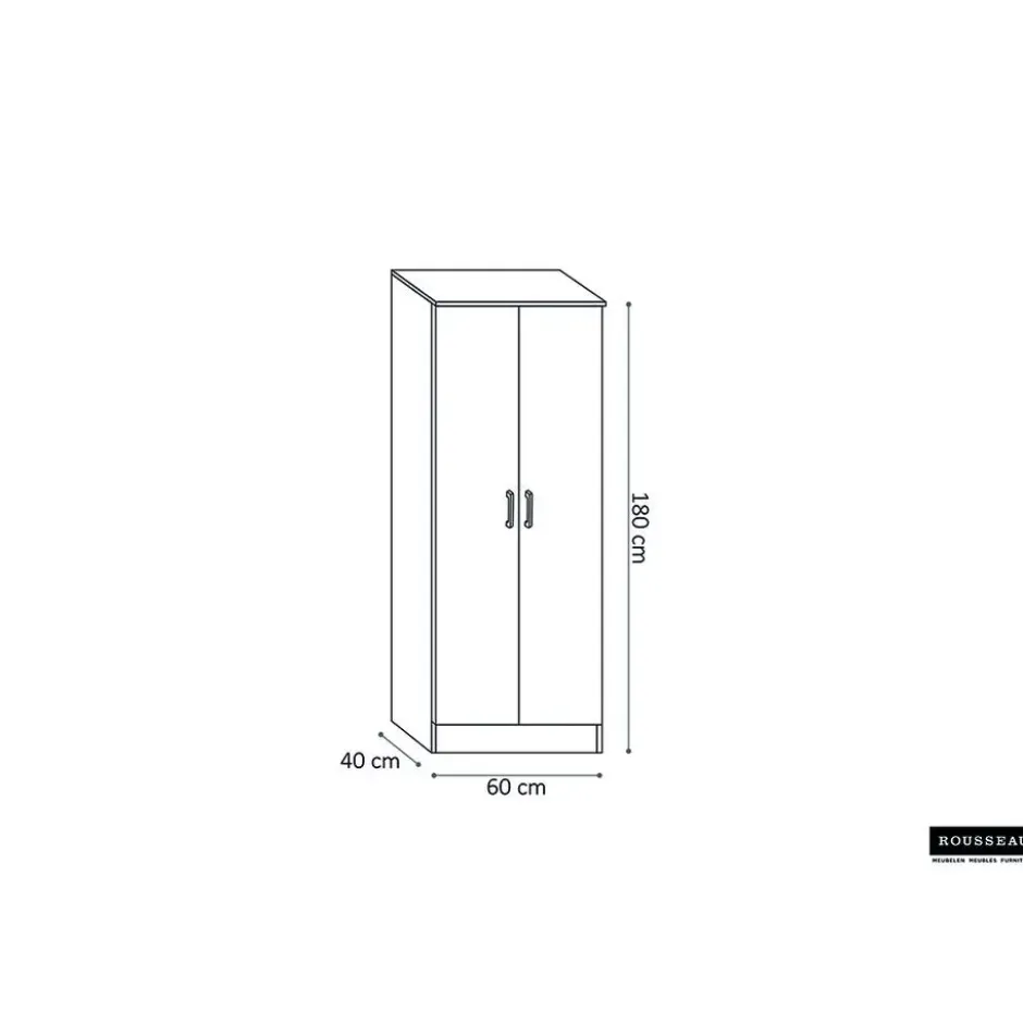 Opbergkast Ray 60cm met 2 deuren en 4 legplanken in grijze eik