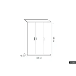 Opbergkast Ray 120cm met 3 deuren en 4 legplanken -wit