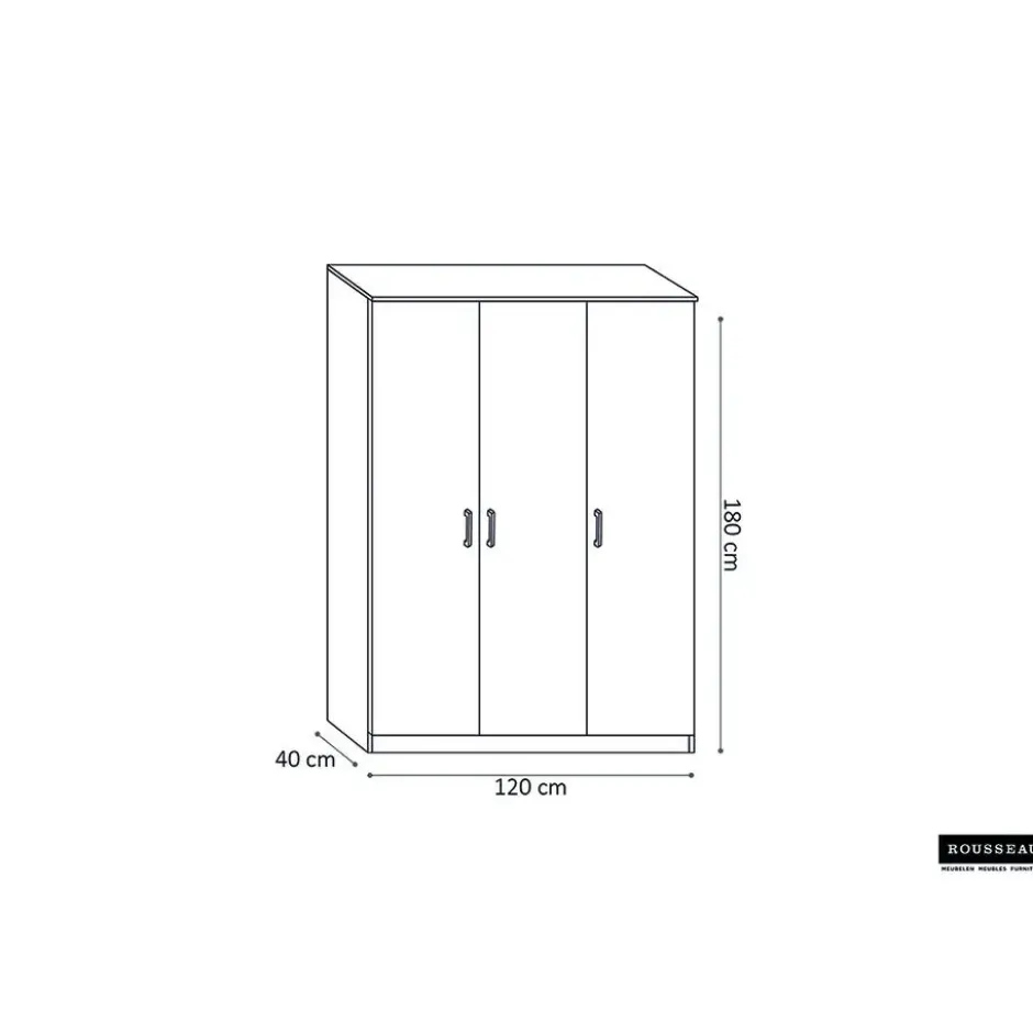 Opbergkast Ray 120cm met 3 deuren en 4 legplanken -wit