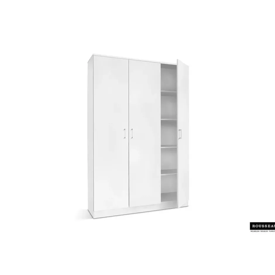 Opbergkast Ray 120cm met 3 deuren en 4 legplanken -wit