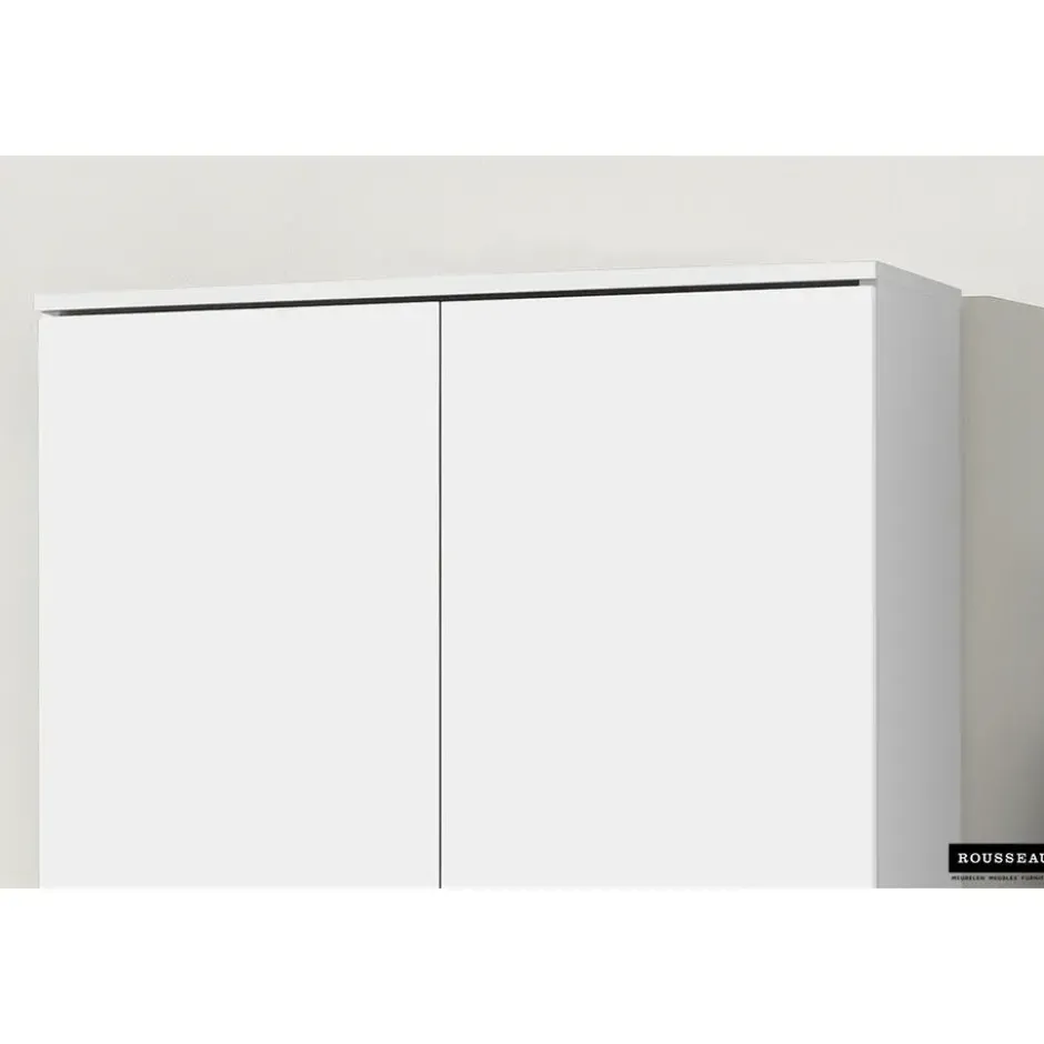 Opbergkast Ray 80cm met 2 deuren en 4 legplanken - wit