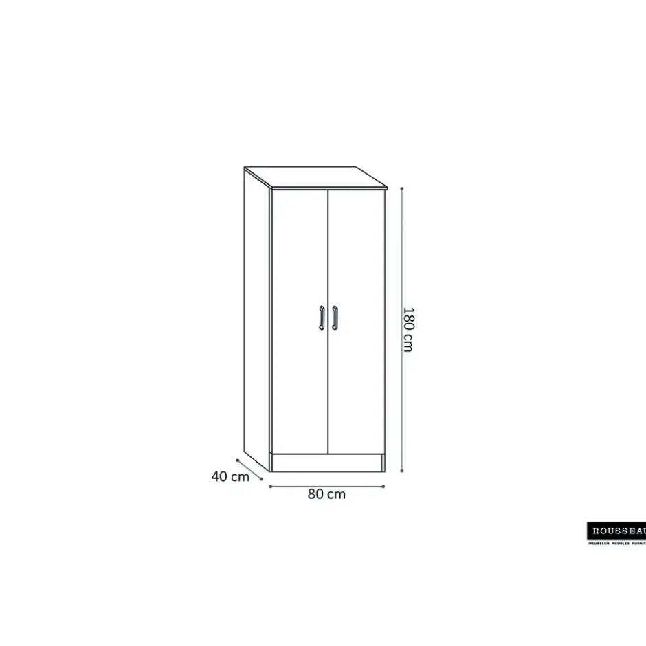 Opbergkast Ray 80cm met 2 deuren en 4 legplanken - wit