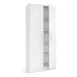 Opbergkast Ray 80cm met 2 deuren en 4 legplanken - wit