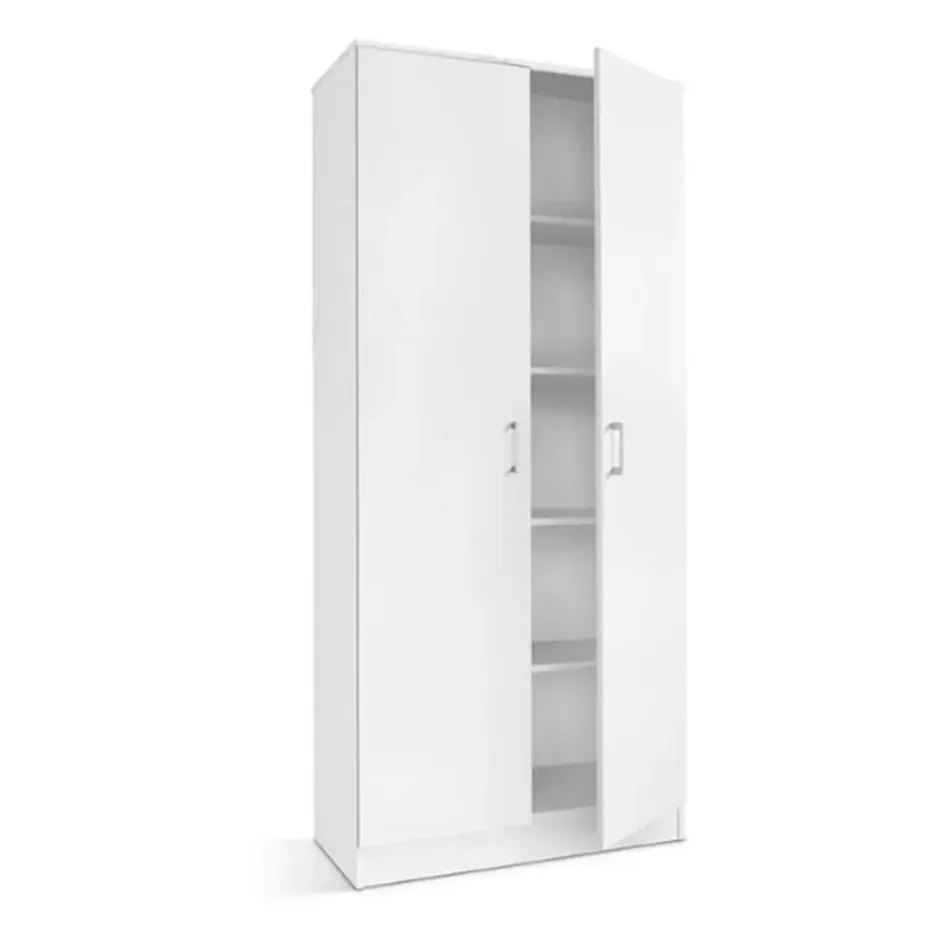 Opbergkast Ray 80cm met 2 deuren en 4 legplanken - wit