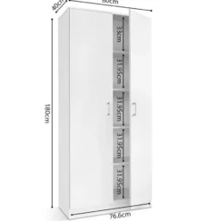 Opbergkast Ray 80cm met 2 deuren en 4 legplanken - wit