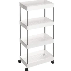 Opbergtrolley - 4 niveaus - 40x86x22 cm - wit
