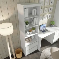 Open boekenkast Maja 60 cm met 2 lades - wit mat 195x60x40 cm