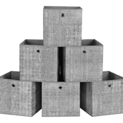 Opvouwbare opbergdozen, 6 stuks, kubussen, bakken, manden, kisten