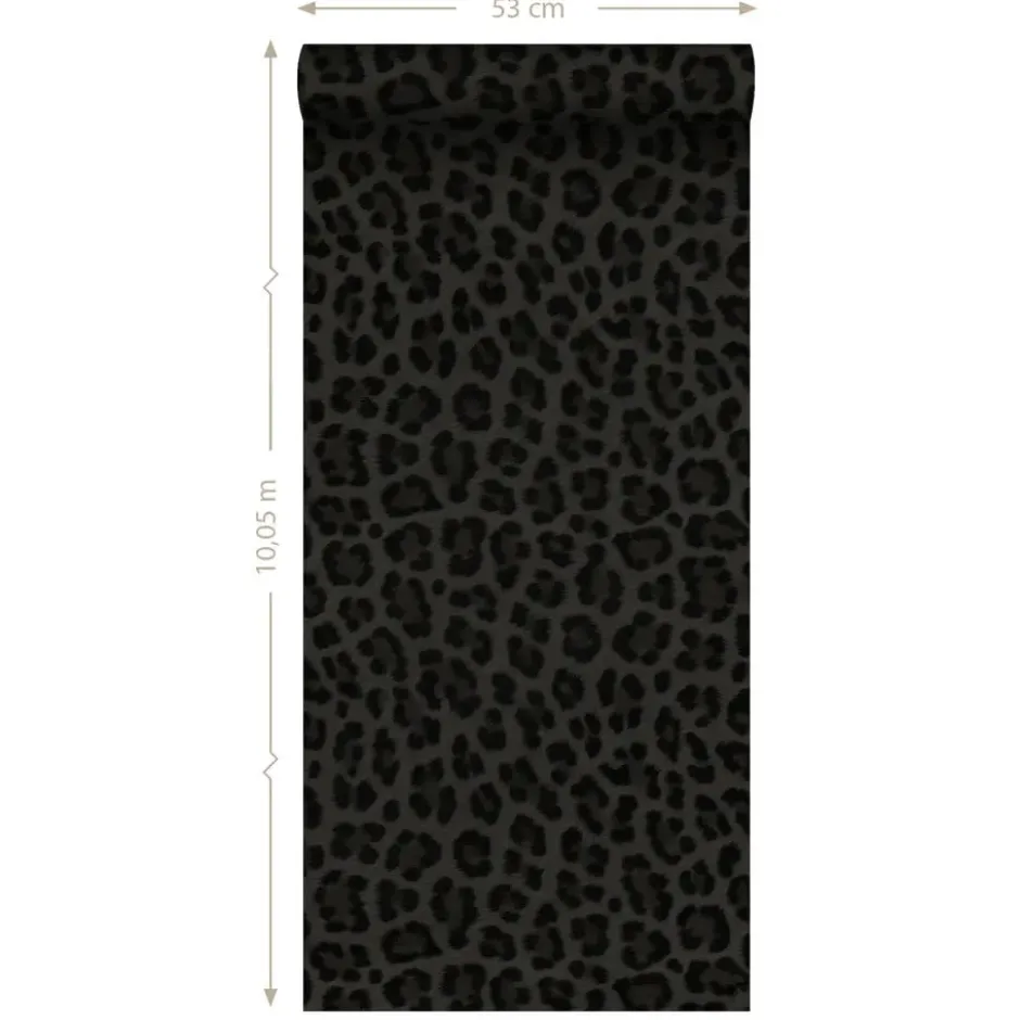 Origin behang - panterprint - donkergrijs en zwart - 0.53 x 10.05 m