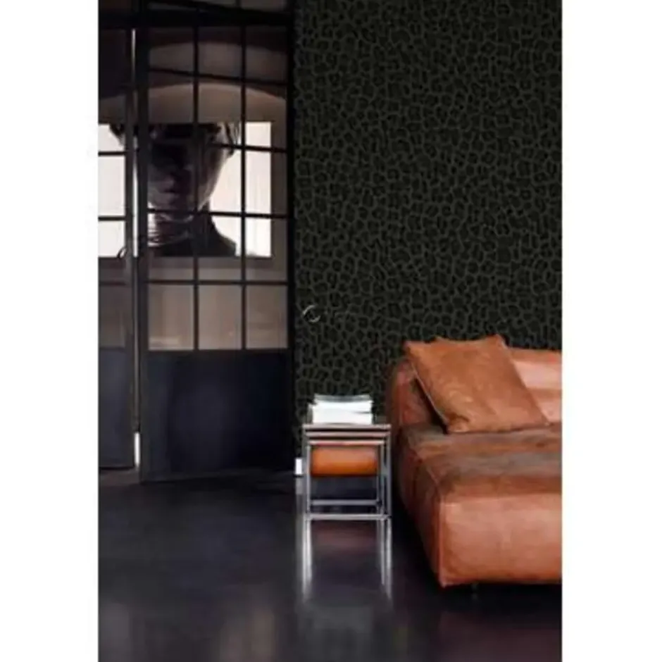 Origin behang - panterprint - donkergrijs en zwart - 0.53 x 10.05 m