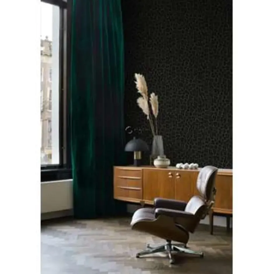 Origin behang - panterprint - donkergrijs en zwart - 0.53 x 10.05 m