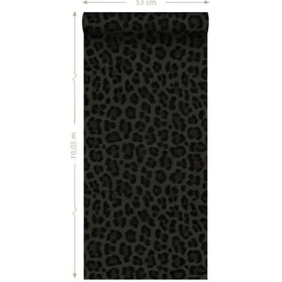 Origin behang - panterprint - donkergrijs en zwart - 0.53 x 10.05 m