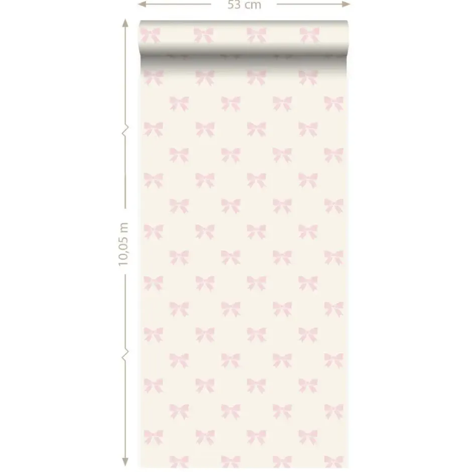 Origin behang - strikjes - wit en licht roze - 53 cm x 10,05 m