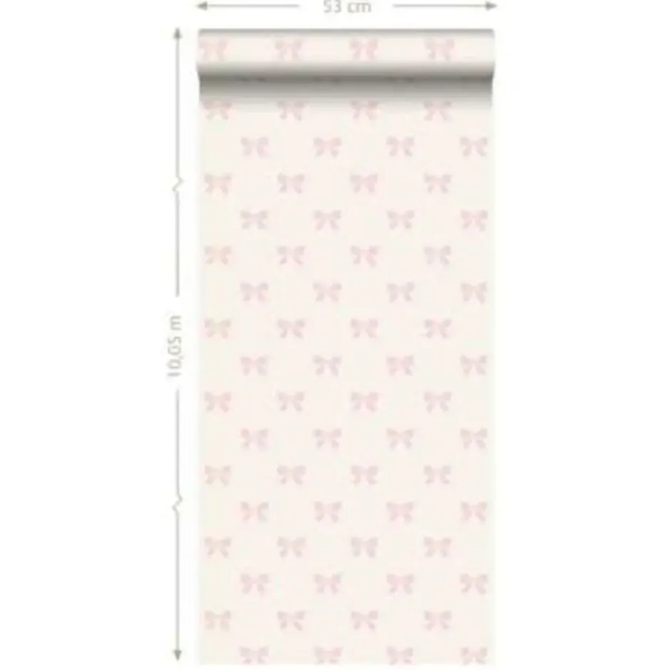 Origin behang - strikjes - wit en licht roze - 53 cm x 10,05 m