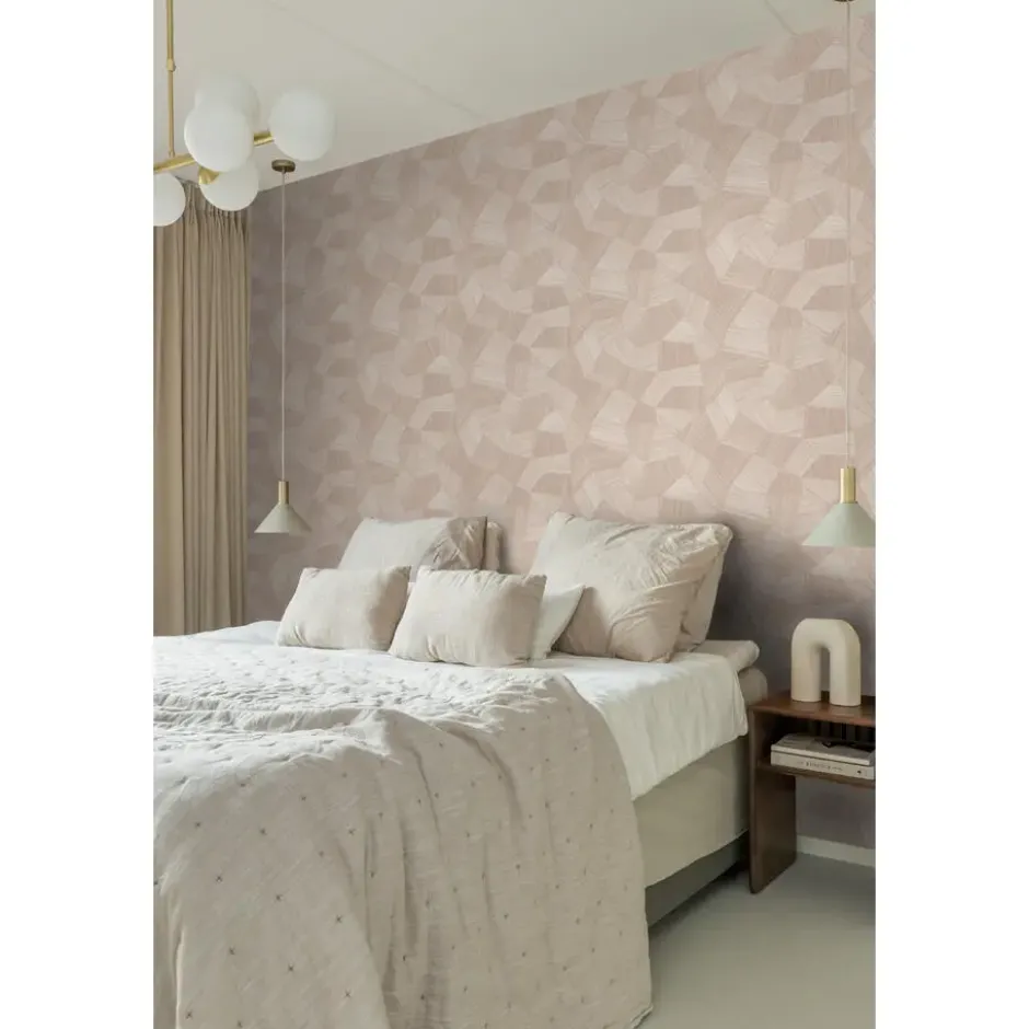 Origin Wallcoverings behang grafisch 3D motief zacht roze - 53 x 1005 cm