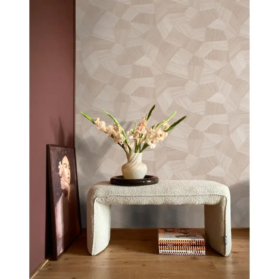 Origin Wallcoverings behang grafisch 3D motief zacht roze - 53 x 1005 cm