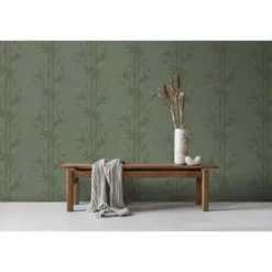 Origin Wallcoverings behang bamboe vergrijsd groen - 50 x 900 cm