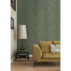 Origin Wallcoverings behang bamboe vergrijsd groen - 50 x 900 cm