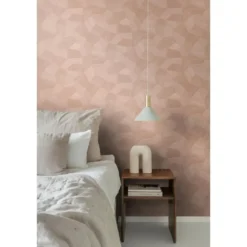Origin Wallcoverings behang grafisch 3D motief terracotta roze - 53 x 1005 cm