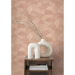 Origin Wallcoverings behang grafisch 3D motief terracotta roze - 53 x 1005 cm