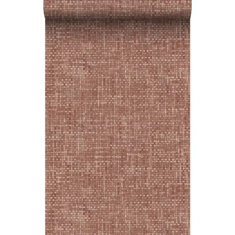 Origin Wallcoverings behang geweven linnenstructuur terracotta - 50 x 900 cm