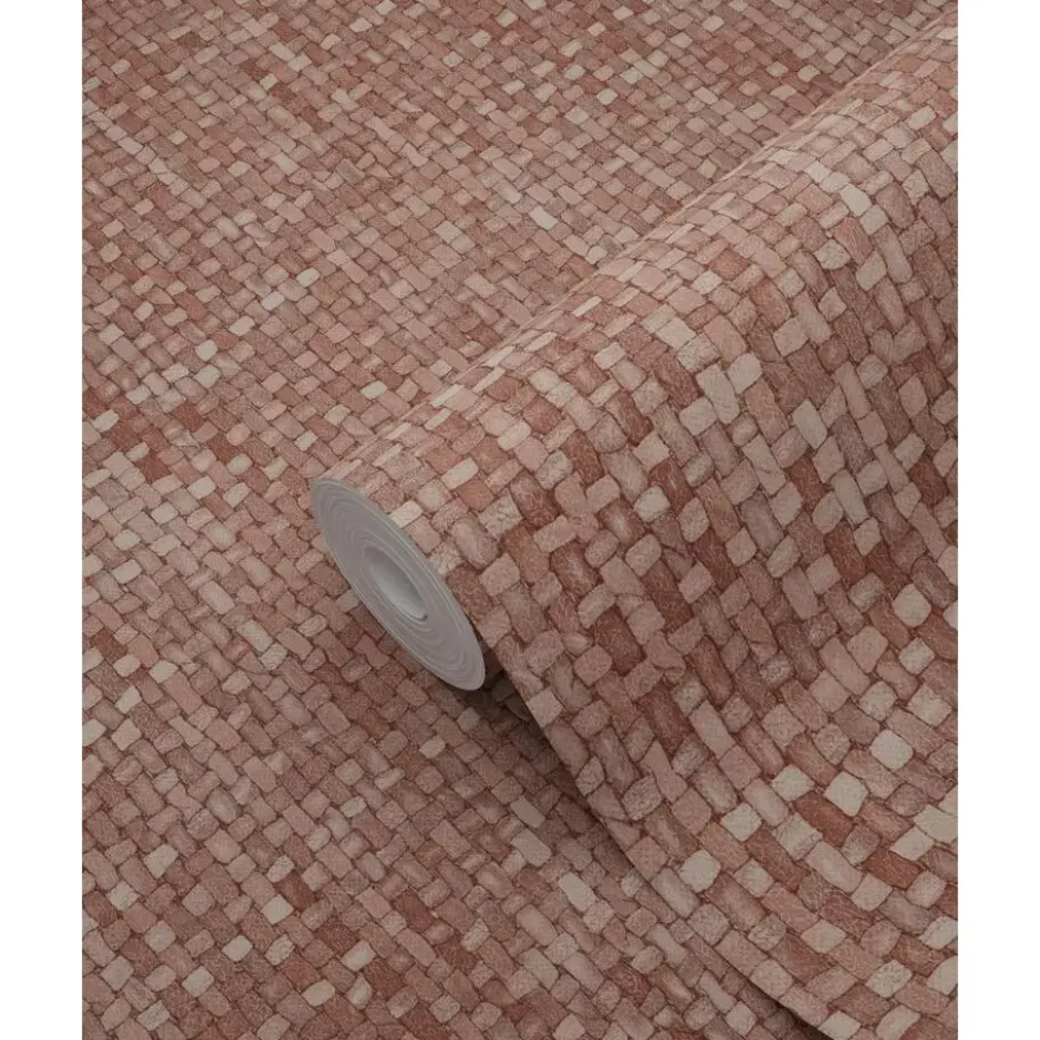 Origin Wallcoverings behang geweven linnenstructuur terracotta - 50 x 900 cm