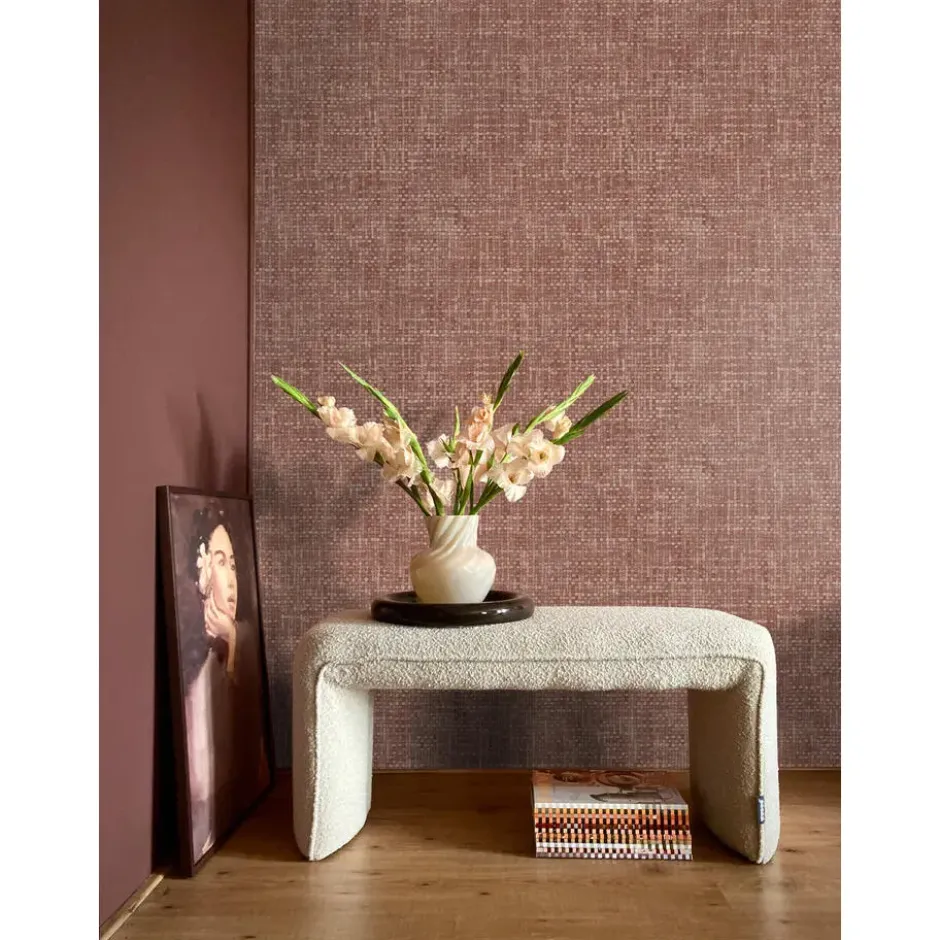 Origin Wallcoverings behang geweven linnenstructuur terracotta - 50 x 900 cm