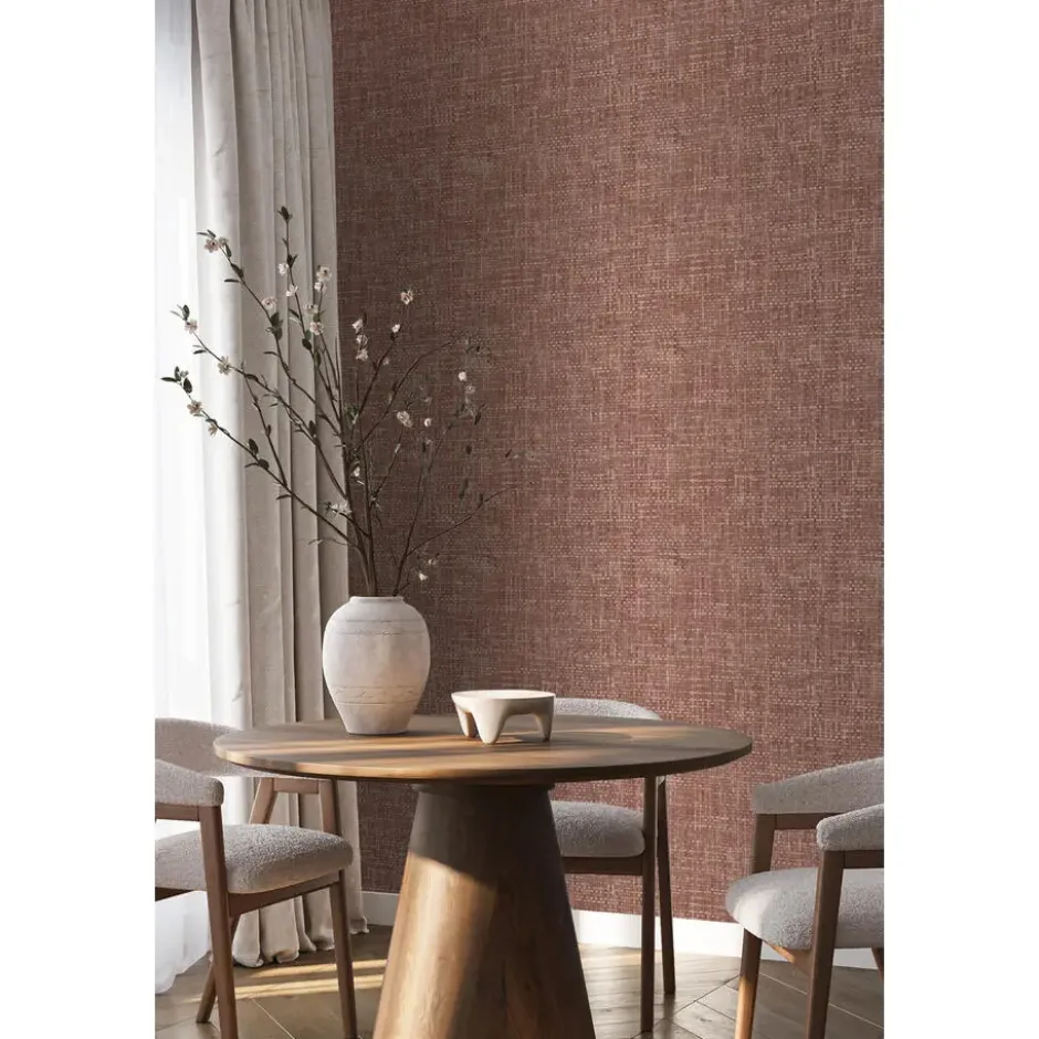 Origin Wallcoverings behang geweven linnenstructuur terracotta - 50 x 900 cm